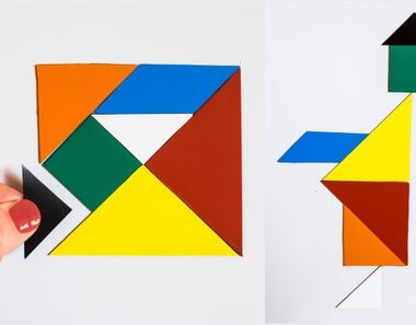 Magnetický tangram – poskládejte obrazce z barevných fólií